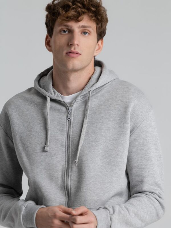 Толстовка на молнии с капюшоном Unit Siverga Heavy, серый меланж арт.6927.11