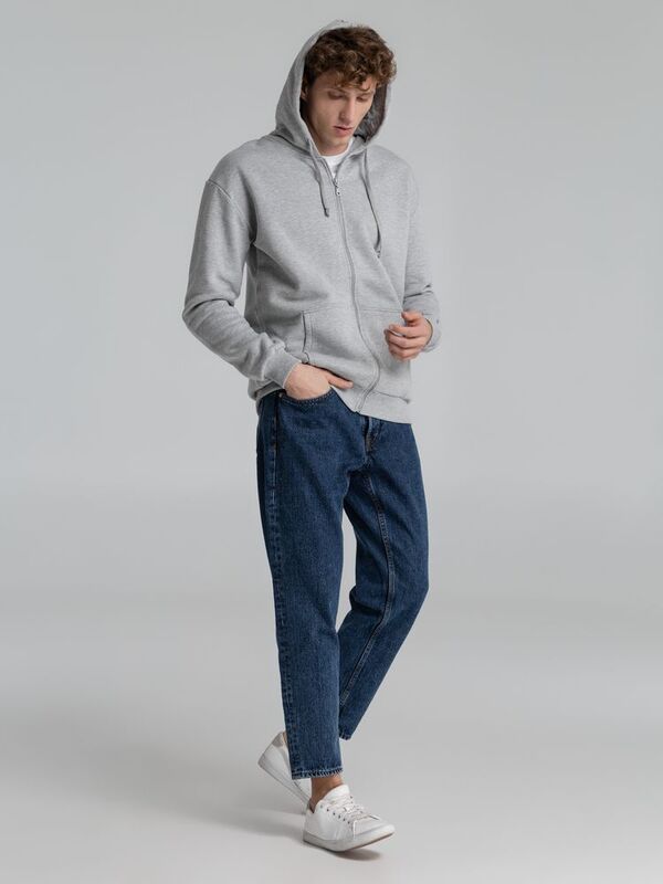 Толстовка на молнии с капюшоном Unit Siverga Heavy, серый меланж арт.6927.11