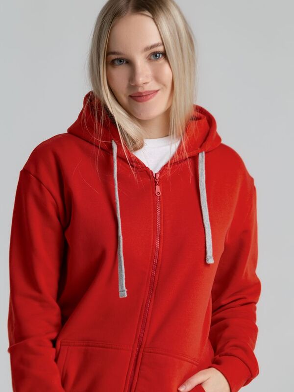 Толстовка на молнии с капюшоном Unit Siverga Heavy, красная арт.6927.50