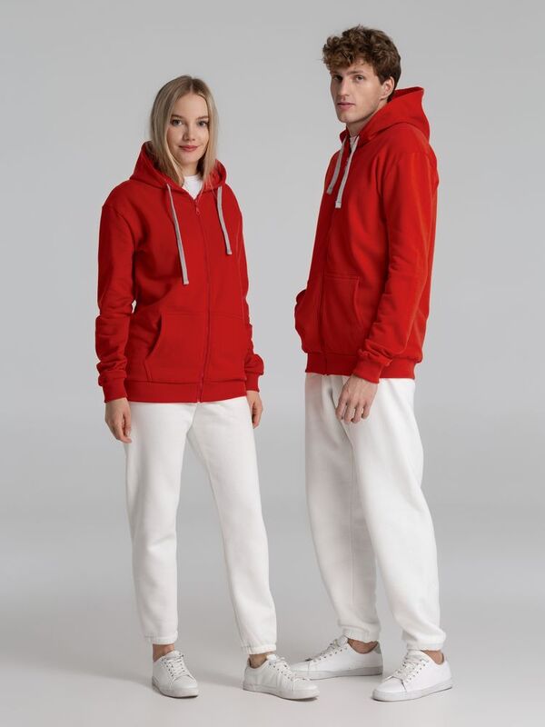 Толстовка на молнии с капюшоном Unit Siverga Heavy, красная арт.6927.50