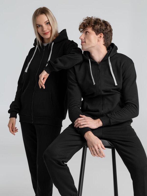 Толстовка на молнии с капюшоном Unit Siverga Heavy, черная арт.6927.30