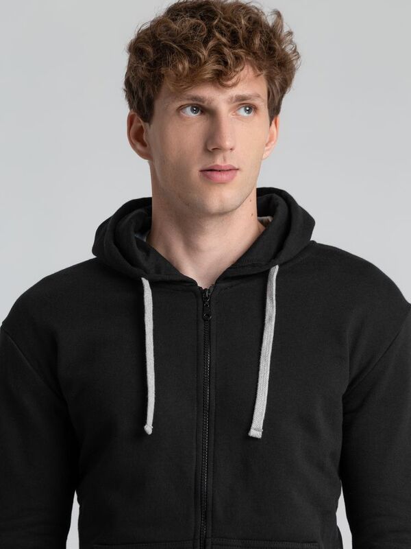 Толстовка на молнии с капюшоном Unit Siverga Heavy, черная арт.6927.30