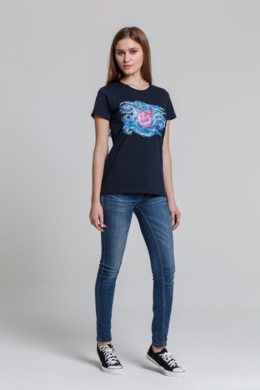 Футболка женская &laquo;Ван-Пиг&raquo;, синяя арт.70104.40