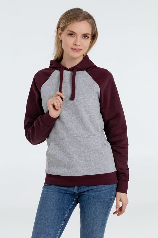 Толстовка унисекс Seattle, серый меланж с бордовым арт.02998113