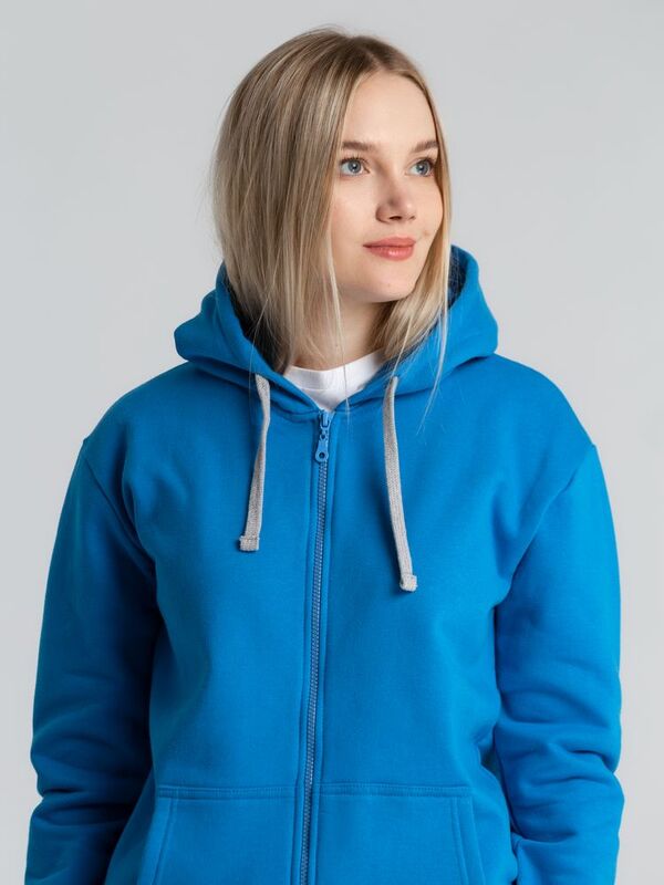 Толстовка с капюшоном на молнии Unit Siverga Heavy, бирюзовая арт.6927.14