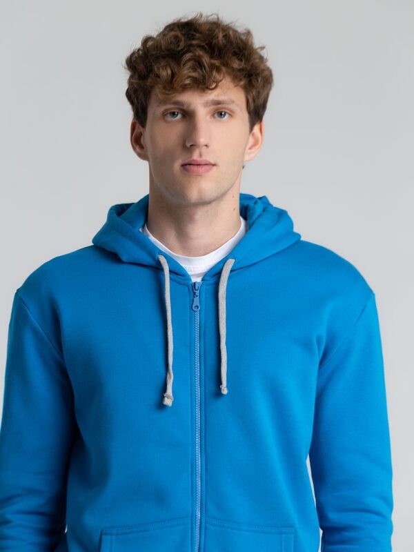Толстовка с капюшоном на молнии Unit Siverga Heavy, бирюзовая арт.6927.14