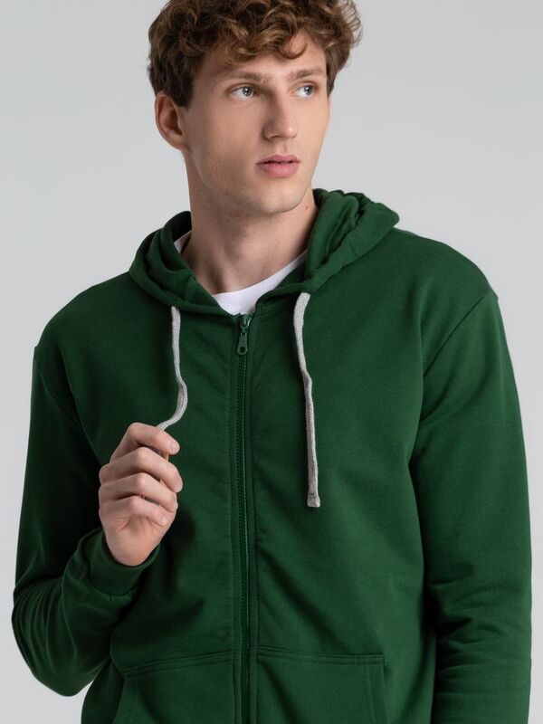 Толстовка с капюшоном на молнии Unit Siverga Heavy, темно-зеленая арт.6927.90