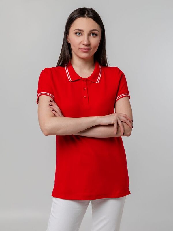 Рубашка поло женская Virma Stripes Lady, красная арт.11139.50