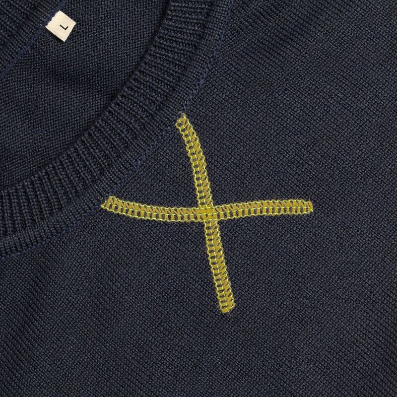 Джемпер Stitch с контрастной отделкой, синий с зеленым арт.12122.49