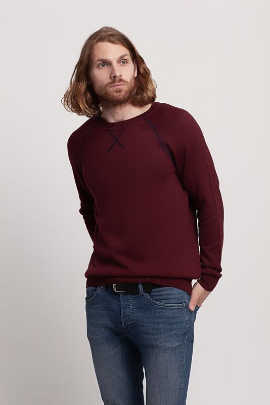 Джемпер Stitch с контрастной отделкой, бордовый с синим арт.12122.55