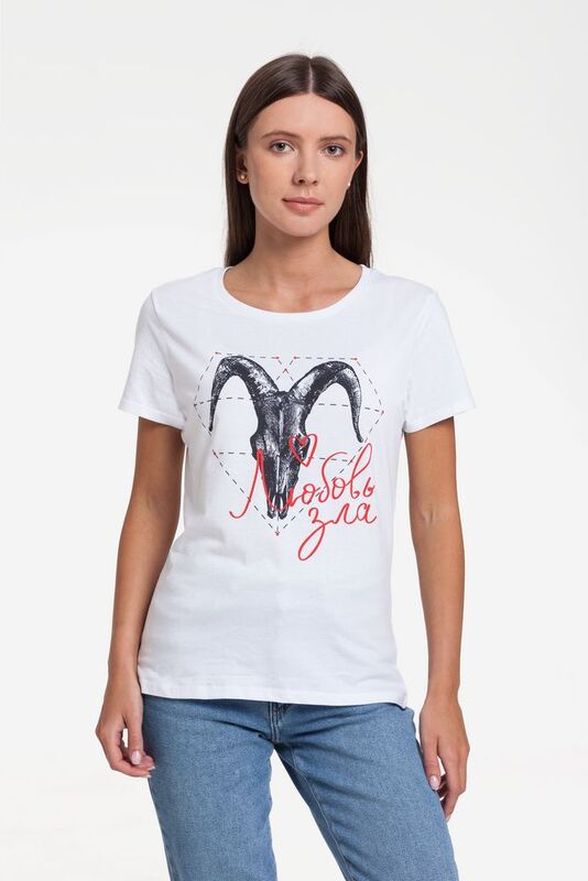 Футболка женская &laquo;Любовь зла&raquo;, белая арт.70623.60
