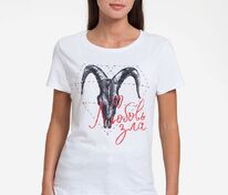 Футболка женская &laquo;Любовь зла&raquo;, белая арт.70623.60