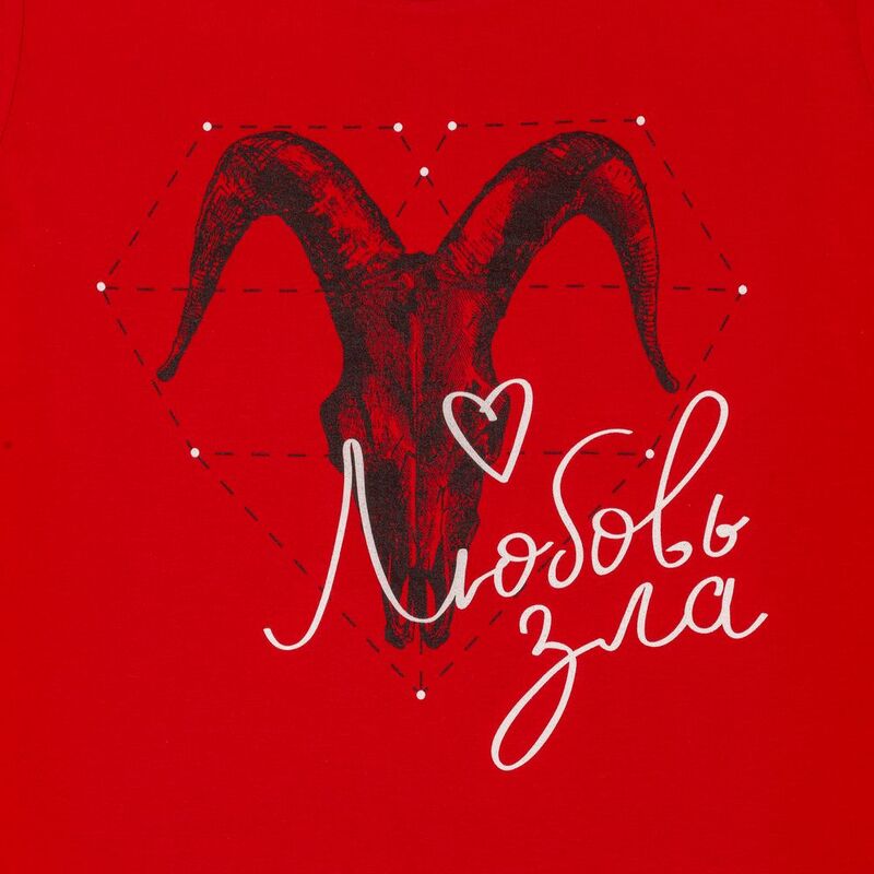 Футболка женская &laquo;Любовь зла&raquo;, красная арт.70624.50