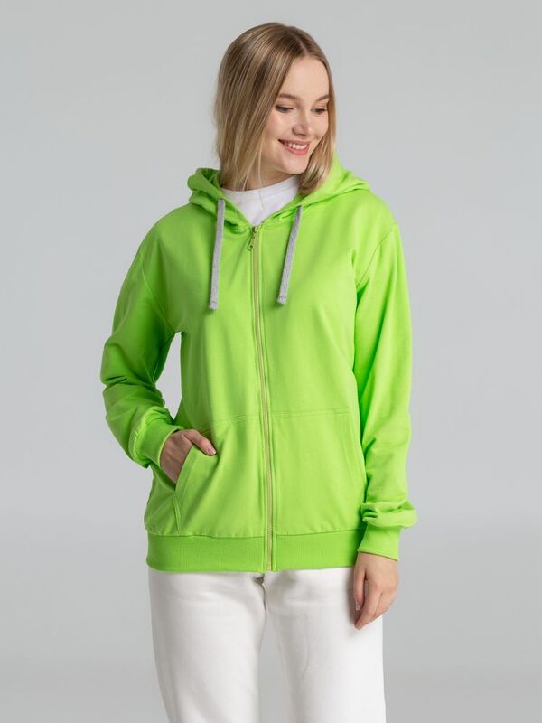 Толстовка на молнии с капюшоном Unit Siverga, зеленое яблоко арт.6895.94