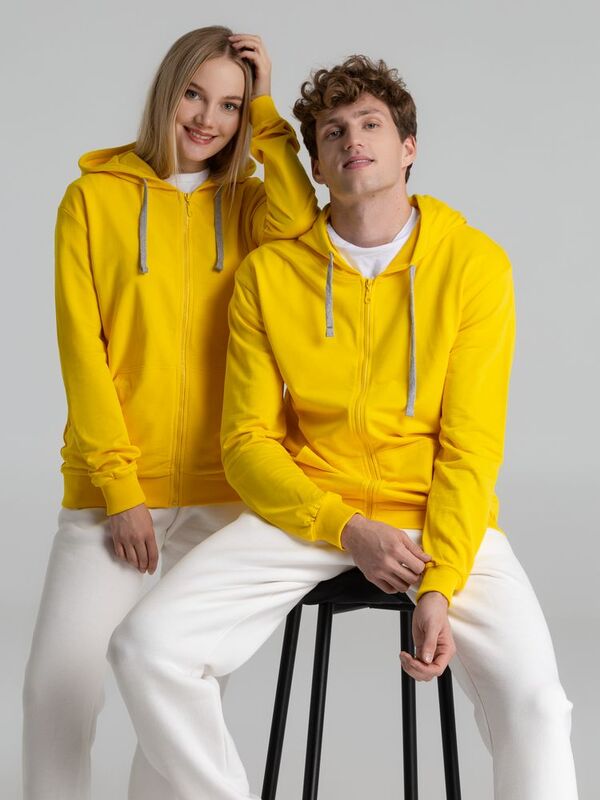 Толстовка на молнии с капюшоном Unit Siverga, желтая арт.6895.80