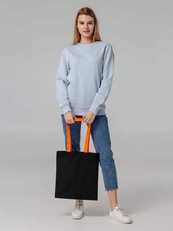 Холщовая сумка BrighTone, черная с зелеными ручками арт.10766.39