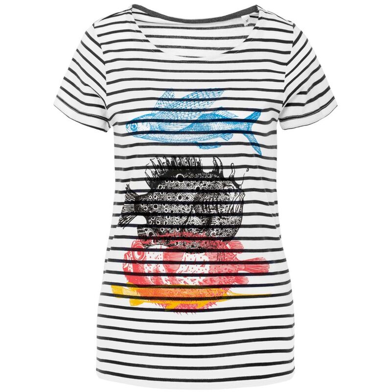 Футболка женская &laquo;Морские обитатели&raquo;, белая с темно-синим арт.70330.64