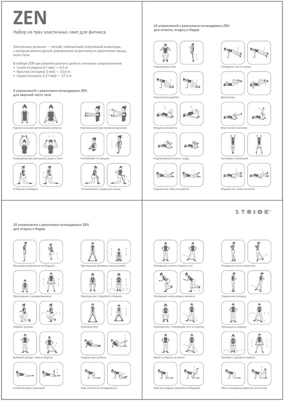 Набор эластичных лент для фитнеса Zen арт.11927