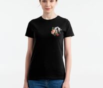 Футболка женская &laquo;Цветочная азбука: А&raquo;, черная арт.70383.30