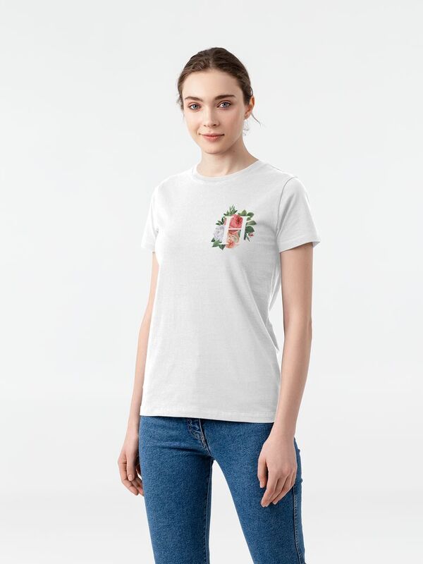 Футболка женская &laquo;Цветочная азбука: Н&raquo;, белая арт.70389.60