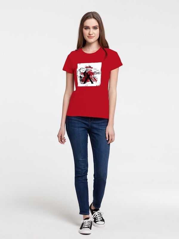 Футболка женская Carmen and Carwoman, красная арт.70410.50