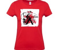 Футболка женская Carmen and Carwoman, красная арт.70410.50