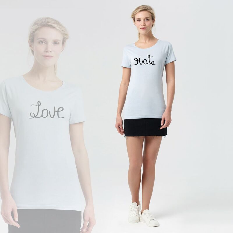 Футболка женская Hate-Love, голубая арт.70530.14