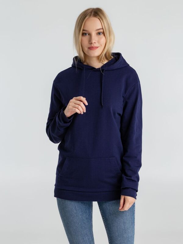Толстовка с капюшоном унисекс Hoodie, темно-синяя арт.WU03W006
