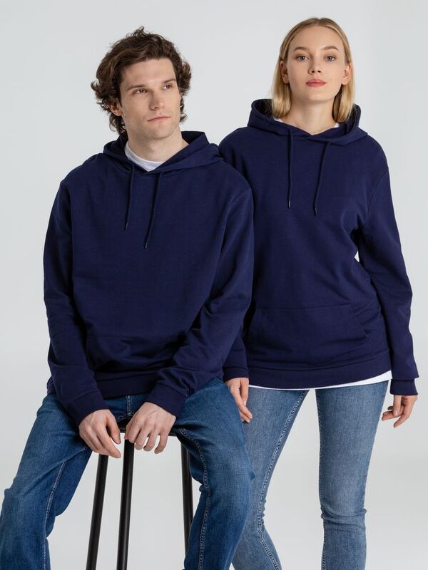 Толстовка с капюшоном унисекс Hoodie, темно-синяя арт.WU03W006
