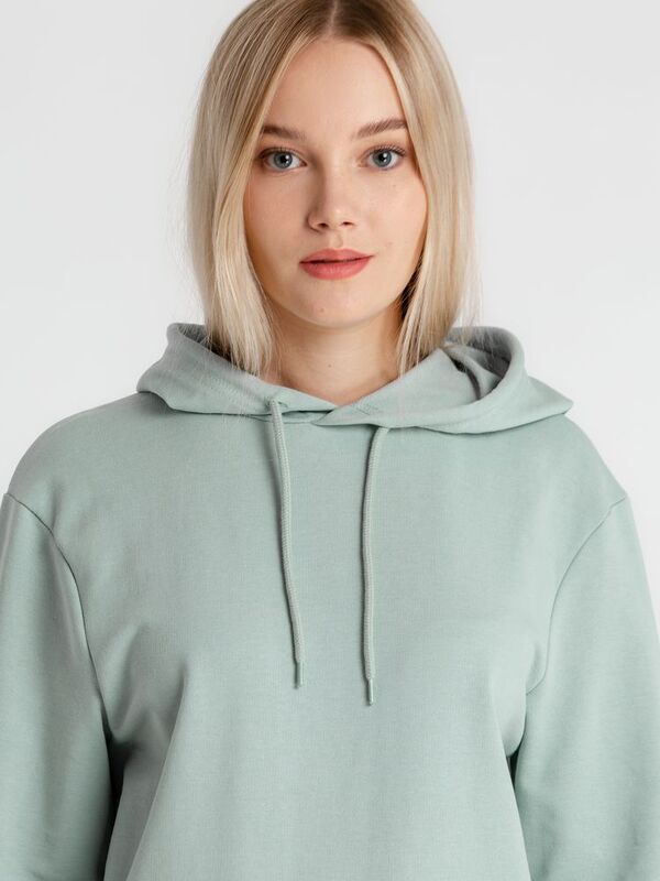 Толстовка с капюшоном унисекс Hoodie, серо-зеленая арт.WU03W502