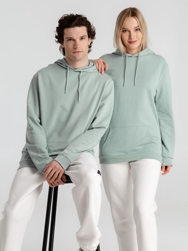 Толстовка с капюшоном унисекс Hoodie, серо-зеленая арт.WU03W502