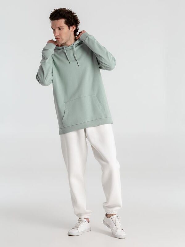 Толстовка с капюшоном унисекс Hoodie, серо-зеленая арт.WU03W502