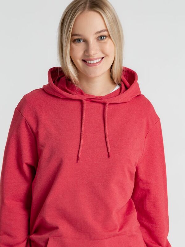 Толстовка с капюшоном унисекс Hoodie, красный меланж арт.WU03W617