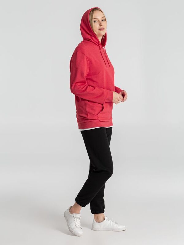 Толстовка с капюшоном унисекс Hoodie, красный меланж арт.WU03W617
