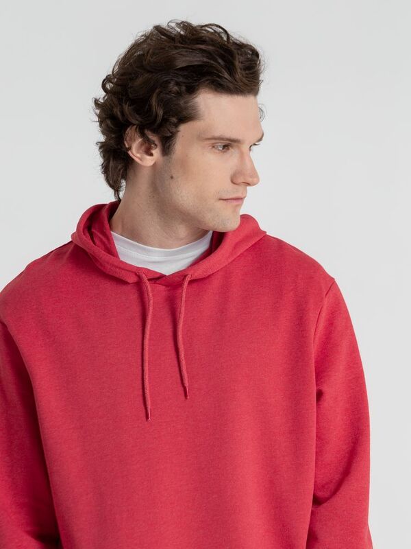 Толстовка с капюшоном унисекс Hoodie, красный меланж арт.WU03W617