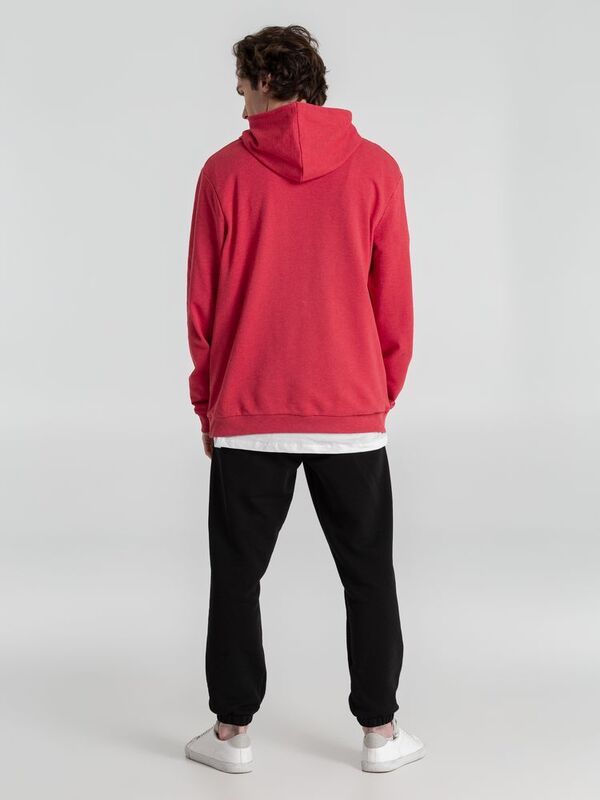 Толстовка с капюшоном унисекс Hoodie, красный меланж арт.WU03W617