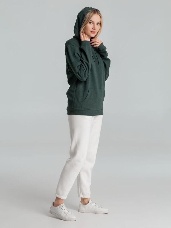 Толстовка с капюшоном унисекс Hoodie, темно-зеленый меланж арт.WU03W618