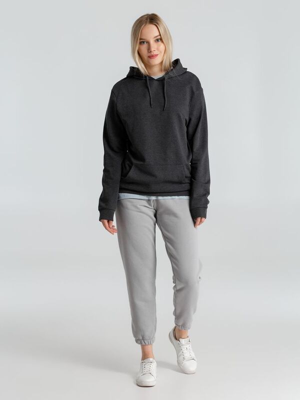 Толстовка с капюшоном унисекс Hoodie, серый меланж (антрацит) арт.WU03W625
