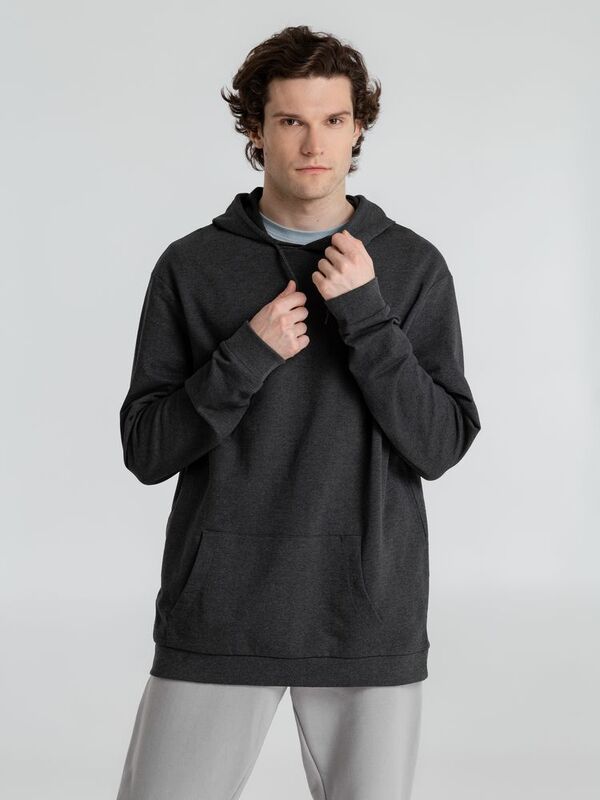 Толстовка с капюшоном унисекс Hoodie, серый меланж (антрацит) арт.WU03W625