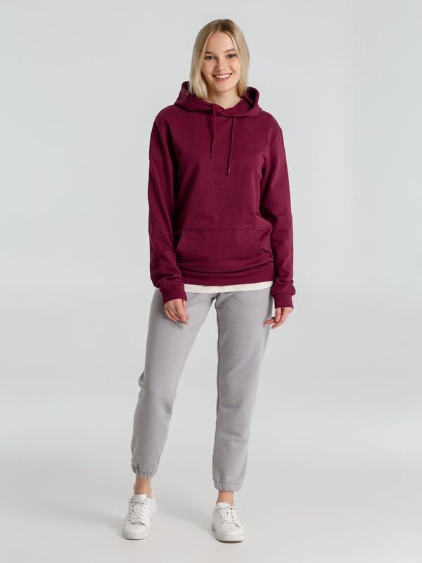 Толстовка с капюшоном унисекс Hoodie, бордовая арт.WU03W881