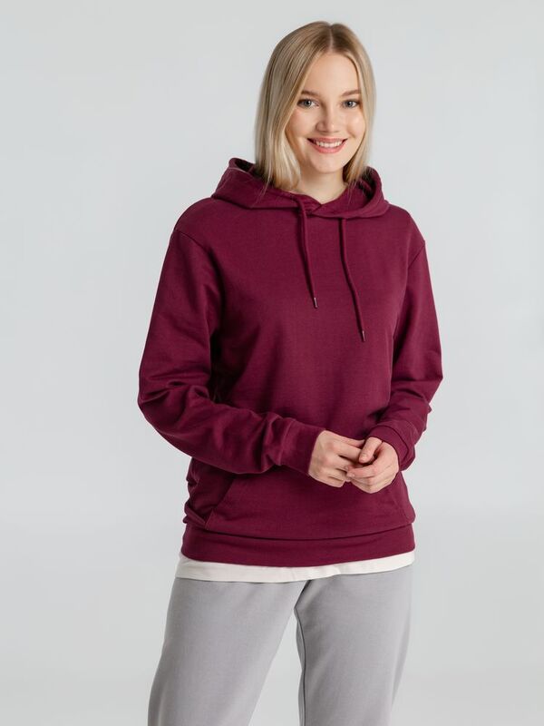 Толстовка с капюшоном унисекс Hoodie, бордовая арт.WU03W881