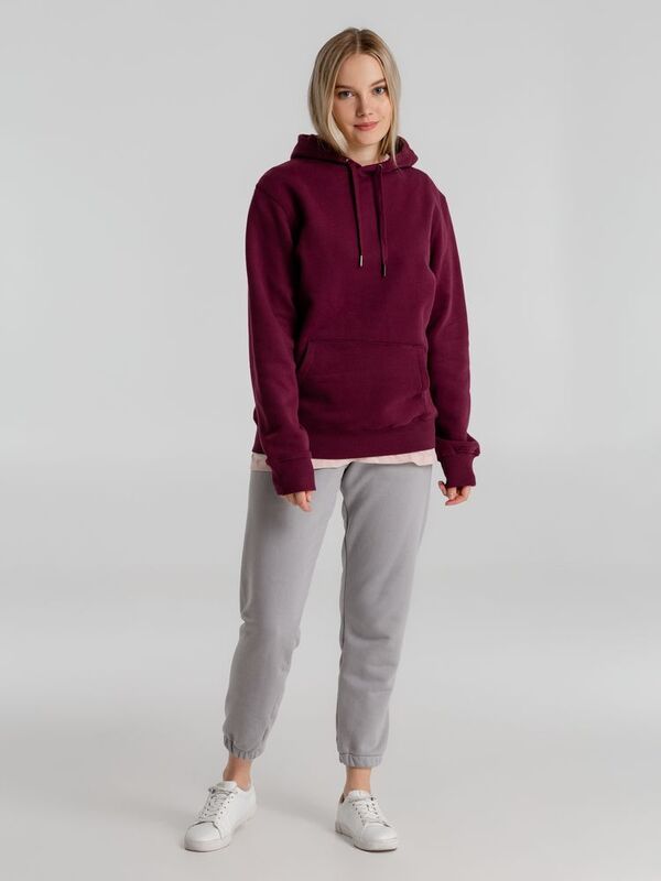 Толстовка с капюшоном унисекс King, бордовая арт.WU02K369