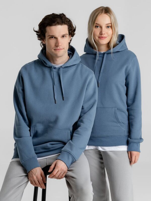 Толстовка с капюшоном унисекс King, серо-синяя арт.WU02K461