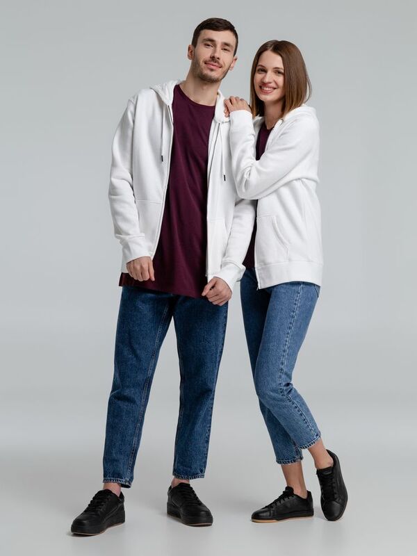 Толстовка на молнии с капюшоном унисекс King, белая арт.WU03K001