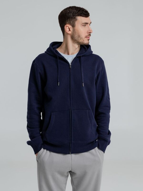 Толстовка на молнии с капюшоном унисекс King, темно-синяя арт.WU03K006