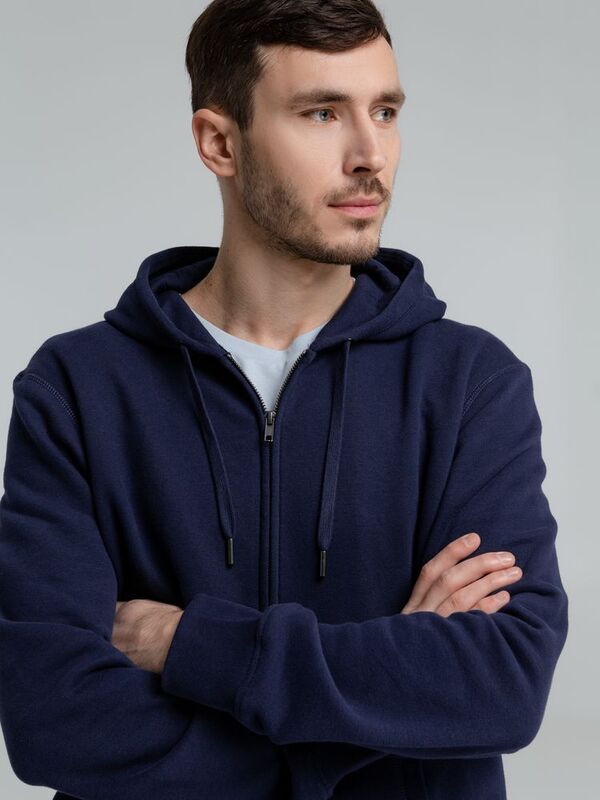 Толстовка на молнии с капюшоном унисекс King, темно-синяя арт.WU03K006