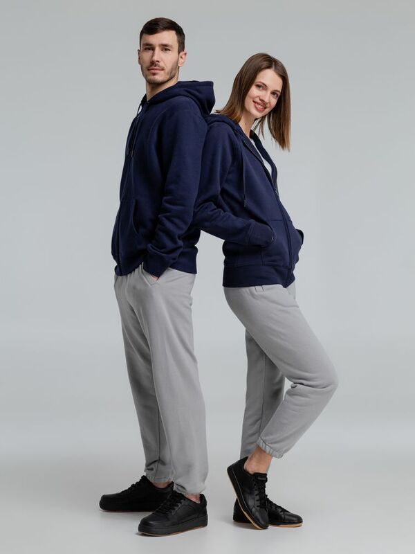 Толстовка на молнии с капюшоном унисекс King, темно-синяя арт.WU03K006