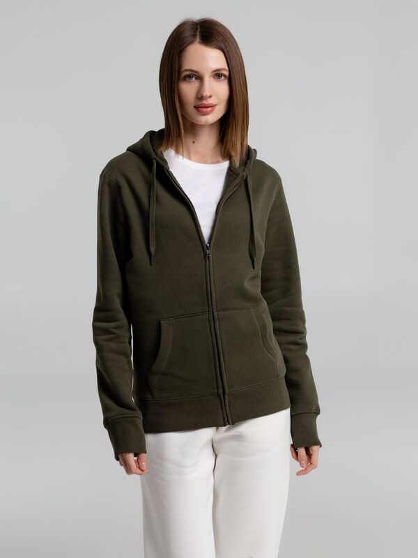 Толстовка на молнии с капюшоном унисекс King, хаки арт.WU03K555