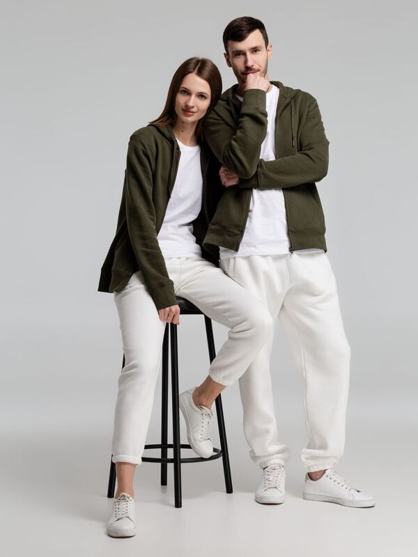 Толстовка на молнии с капюшоном унисекс King, хаки арт.WU03K555