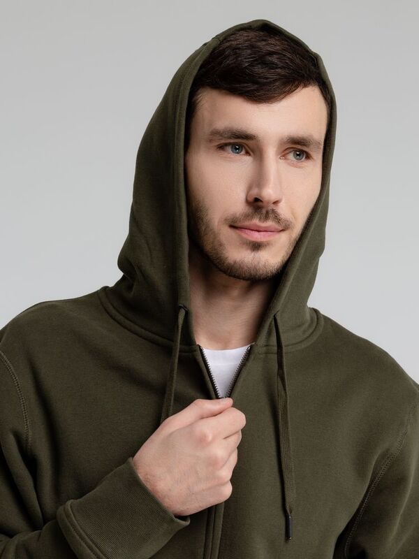 Толстовка на молнии с капюшоном унисекс King, хаки арт.WU03K555